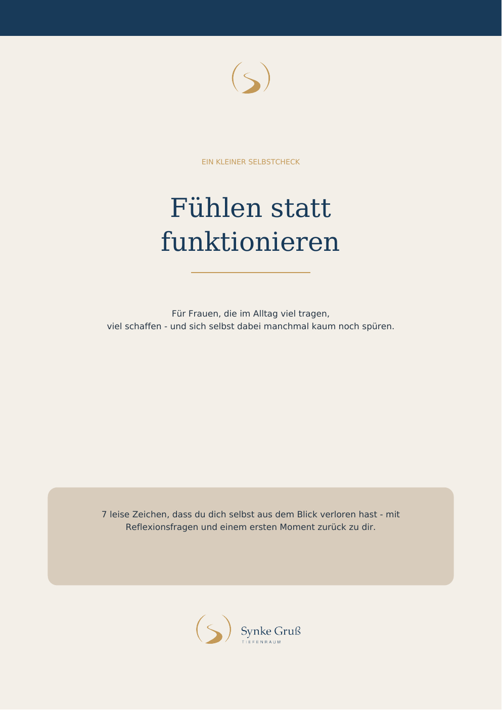 Titelseite des kostenlosen Selbstchecks Fühlen statt funktionieren